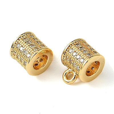 Brass Brass Micro Pave Cubic Zirconia Tube Bails KK-M277-09F-G-1