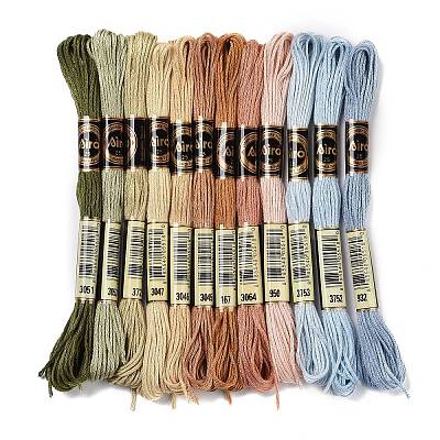 12 Skeins 12 Colors 6-Ply Polyester Embroidery Floss OCOR-M009-01B-16-1