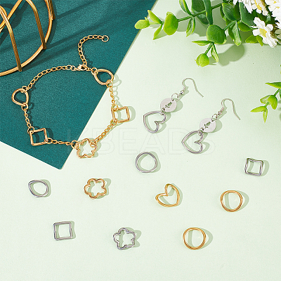 20Pcs 10 Style 304 Stainless Steel Linking Rings STAS-UN0045-29-1