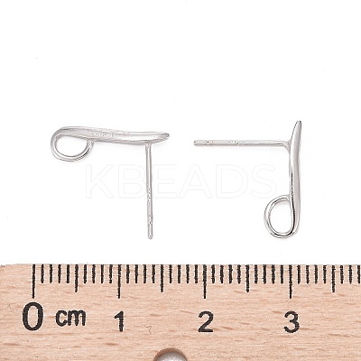 Anti-Tarnish Rhodium Plated 925 Sterling Silver Stud Earring Findings STER-K168-118P-1