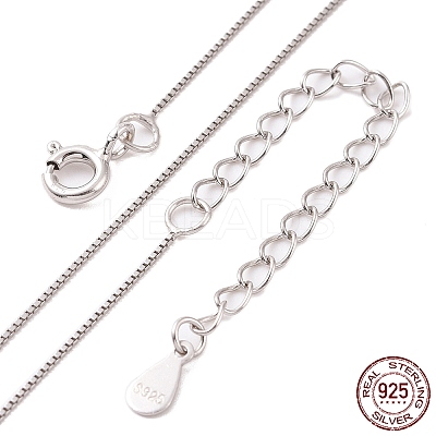 Anti-Tarnish Rhodium Plated 925 Sterling Silver Chain Necklace NJEW-A011-03A-P-1