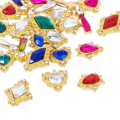 24Pcs 24 Styles Alloy Glass Cabochons MRMJ-TA0001-38-1