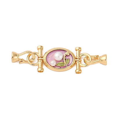 Flat Round Brass Fold Over Clasps KK-A256-01G-1