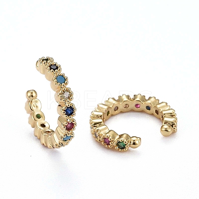 Brass Micro Pave Cubic Zirconia Cuff Earrings ZIRC-H109-06G-1