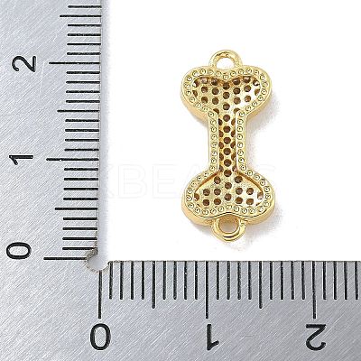 Rack Plating Brass Micro Pave Clear Cubic Zirconia Bone Connector Charms KK-A234-059G-1