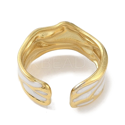 Ion Plating(IP) 304 Stainless Steel Enamel Cuff Finger Rings RJEW-L107-036G-01-1