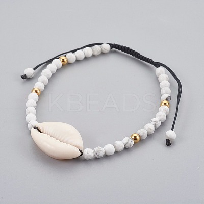Natural Howlite Braided Bead Bracelets BJEW-JB04079-03-1