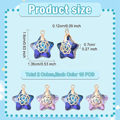 20Pcs 2 Colors Electroplate Glass Pendants GLAA-YW0004-53-1