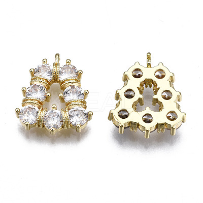 Brass Inlaid Clear Cubic Zirconia Pendants ZIRC-S069-025G-1
