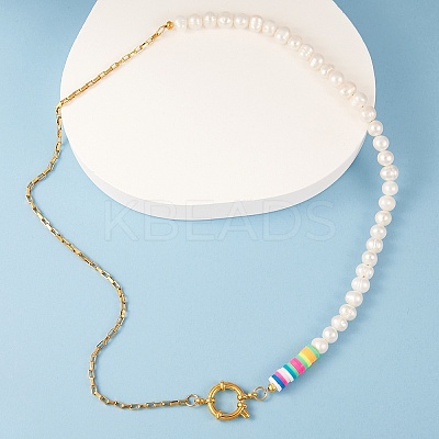 Vintage Natural Pearl Beaded Necklace for Girl Women NJEW-SW00002-03-1