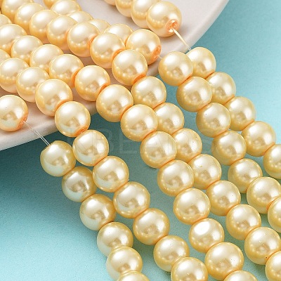 Baking Paint Pearlized Glass Pearl Round Bead Strands X-HY-Q330-8mm-61-1