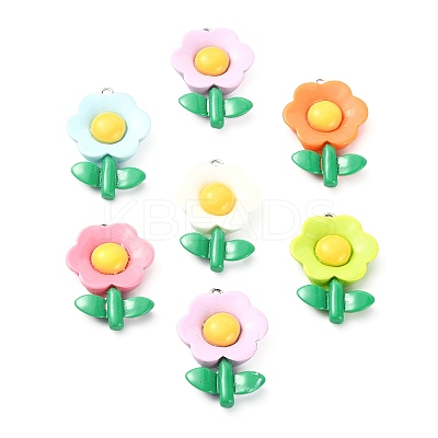 30Pcs 6 Colors Opaque Resin Pendants RESI-CJ0003-08-1