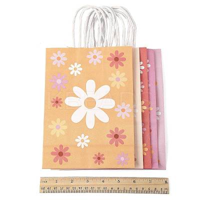 12Pcs 5 Colors Rectangle with Sunflower Pattern Paper Gift Bags CARB-FS0001-06-1