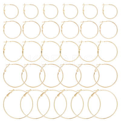 30Pcs 6 Style Brass Hoop Earring Findings FIND-BBC0003-23G-1