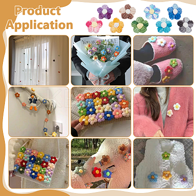 36Pcs 9 Colors Wool Yarn Flower Ornament Accessories AJEW-FG0005-27-1