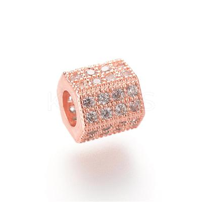 Brass Micro Pave Cubic Zirconia European Beads ZIRC-S053-YS012-1-1