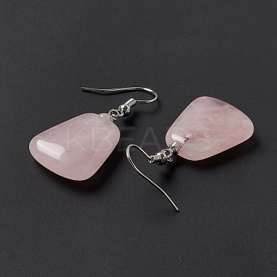 Natural Rose Quartz Trapezoid Dangle Earrings EJEW-D188-02P-01-1