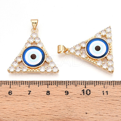 Brass Micro Pave Clear Cubic Zirconia Pendants for Women KK-T070-90A-02-1