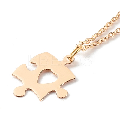 304 Stainless Steel Puzzle Piece Pendant Necklaces Sets NJEW-JN03516-1