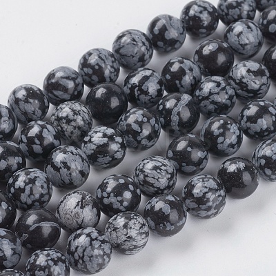 Natural Snowflake Obsidian Beads Strands G-G515-10mm-01-1
