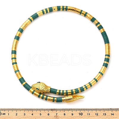 Alloy Green Rhinestone Snake Wrap Choker Necklaces for Women NJEW-Z087-01G-1