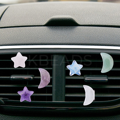 12Pcs 12 Styles Star with Moon Gemstone Car Air Vent Clips HJEW-FH00244-1