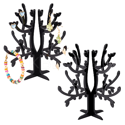 Opaque Acrylic Earring Display Tree Stands ODIS-WH0025-117-1