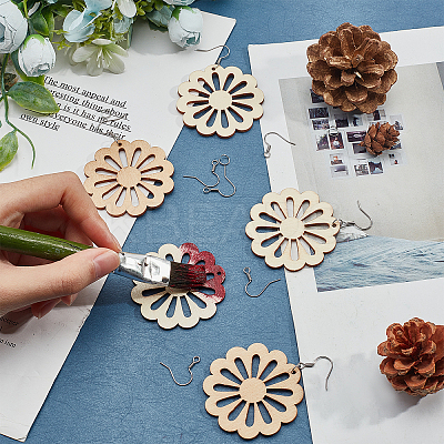 DIY Wooden Dangle Earring Making Kits DIY-FH0002-81-1