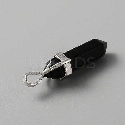 Natural Obsidian Double Terminal Pointed Pendants LS-G-TAC0001-07D-1