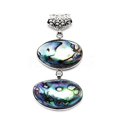 Brass Abalone Shell Oval Big Pendants SSHEL-F0006-04-1
