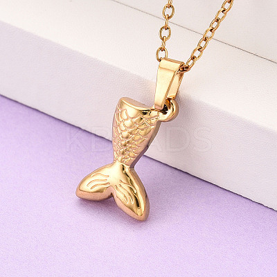 304 Stainless Steel Pendant Necklaces NJEW-T018-37G-1