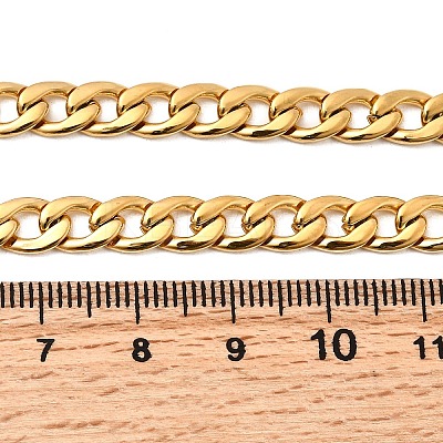 6MM 304 Stainless Steel Cuban Link Chain Necklaces for Women Men NJEW-B134-01A-G-1