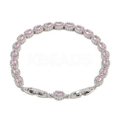 Platinum Tone Brass Micro Pave Cubic Zirconia Tennis Bracelets BJEW-B160-02P-01-1