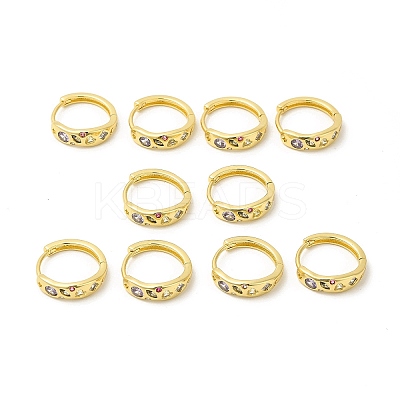 Cubic Zirconia Star & Heart Geometry Hoop Earrings EJEW-E270-32G-1