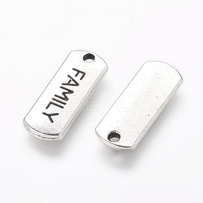 Tibetan Style Alloy Rectangle with Word Family Pendants TIBEP-Q043-057-RS-1