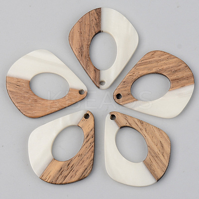 Opaque Resin & Walnut Wood Pendants RESI-S389-016A-C04-1