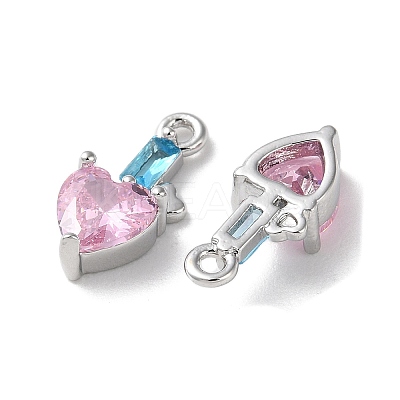 Brass Micro Pave Cubic Zirconia Charms KK-F872-22P-1