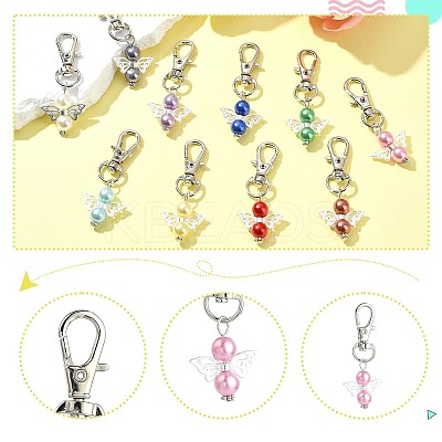 60Pcs 10 Colors Angel Acrylic & Alloy Pendant Decorations HJEW-CJ00064-1