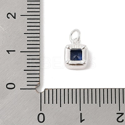 925 Sterling Silver Pave Cubic Zirconia Square Charms with Jump Rings and 925 Stamp STER-D288-05S-03-1