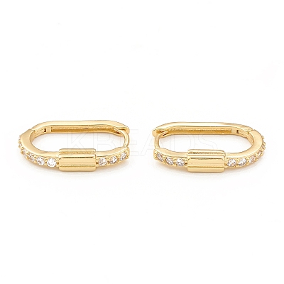Clear Cubic Zirconia Oval Hoop Earrings EJEW-L231-68G-1