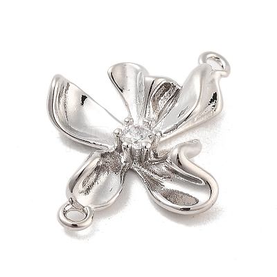 Brass Pave Clear Cubic Zirconia Connector Charms KK-Z061-04P-1