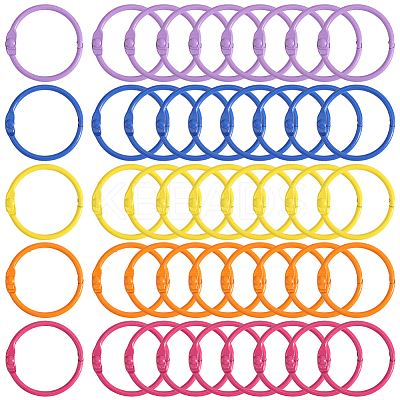 100Pcs 5 Colors Zinc Alloy Loose Leaf Book Binder Hinged Rings FIND-SP0002-66-1
