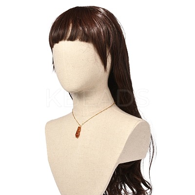 Double Pointed Natural Carnelian Pendant Necklace NJEW-JN03720-03-1