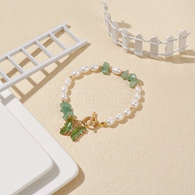 Glass Butterfly Charm Bracelet with Clear Cubic Zirconia BJEW-JB08640-05-1
