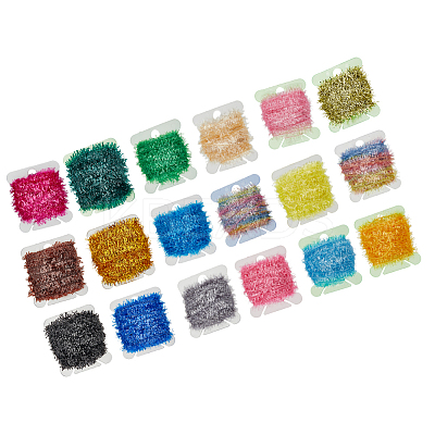 18 Cards 18 Colors Tinsel Chenille Line Crystal Flash Cactus Chenille OCOR-FH0001-14-1