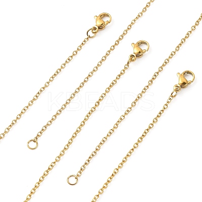 10Pcs Ion Plating(IP) 304 Stainless Steel Cable Chain Necklaces Set for Men Women MAK-YW0002-01G-1