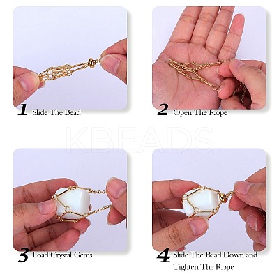 3Pcs Brass Braided Macrame Pouch Empty Stone Holder for Pendant Necklaces Making NJEW-SZ0001-67B-1