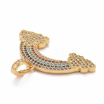 Rack Plating Brass Micro Pave Colorful Cubic Zirconia Pendants KK-M229-07G-1