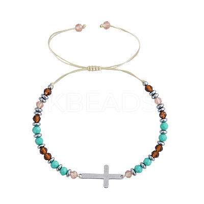 Adjustable Stainless Steel Cross Link Bracelets HT4898-1