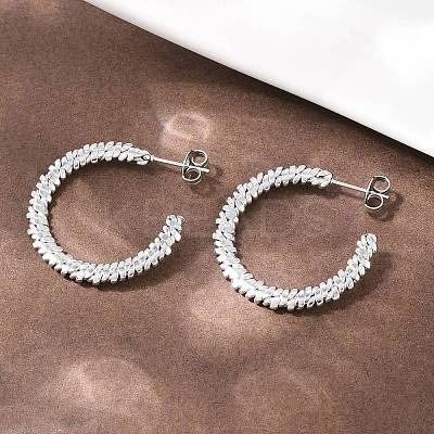 304 Stainless Steel Woven C-Shaped Stud Earrings EJEW-P324-07P-1